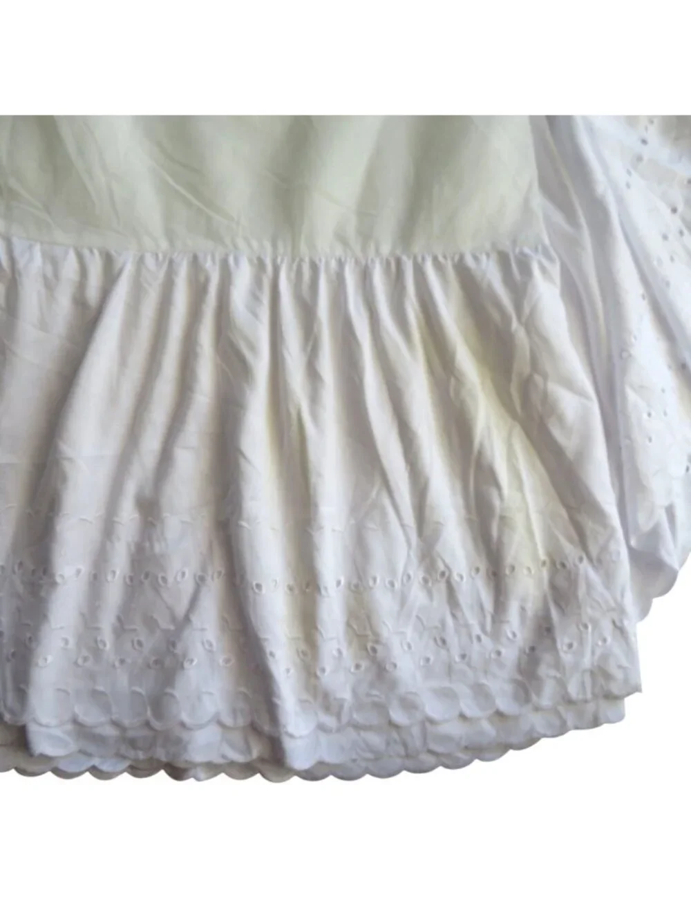White Twin Bed Skirt Eyelet Embroidery Scalloped Hem14